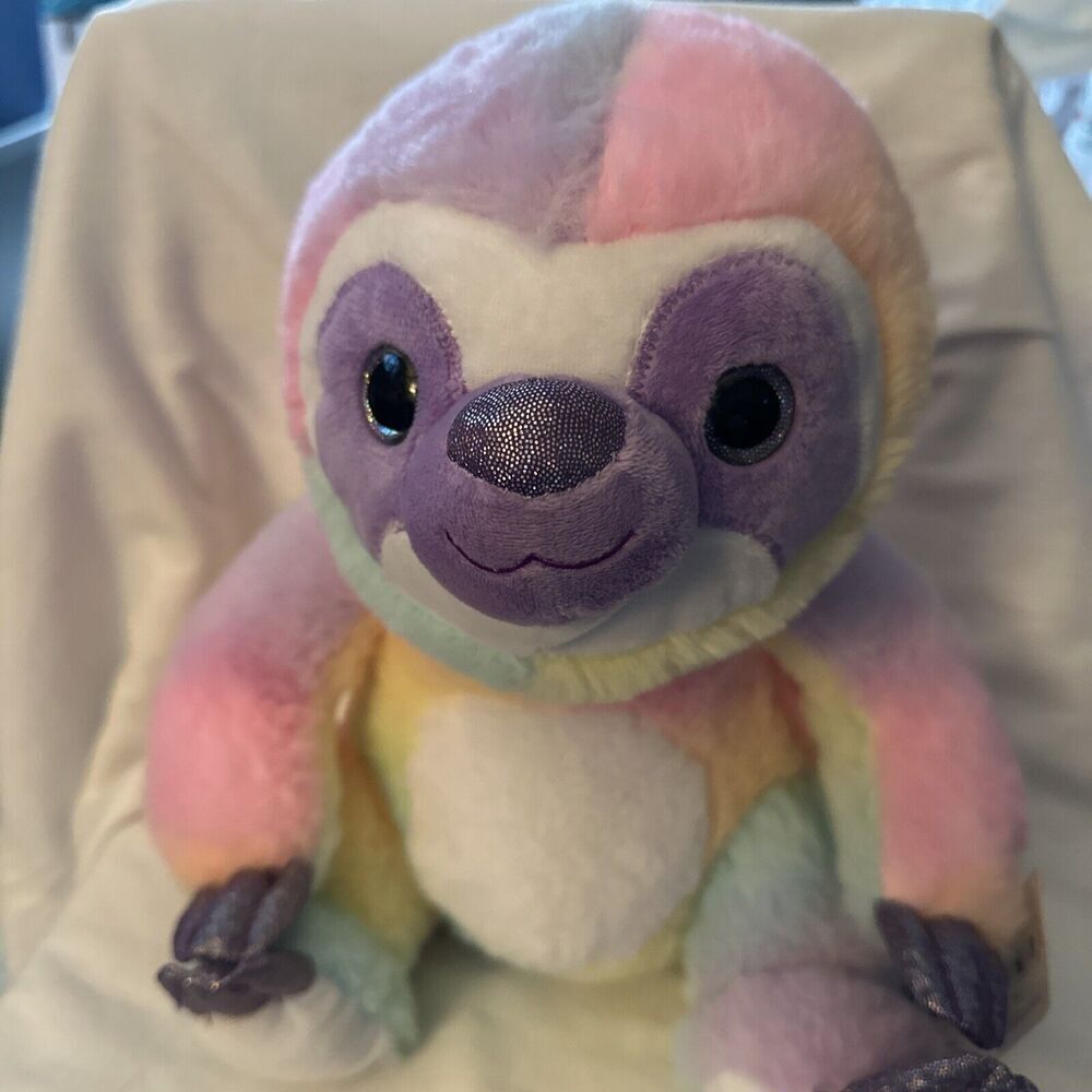 Fiesta Toys Rainbow Sherbet Soft Plush Sloth Stuffed Animal Sparkle Nose 11" NEW